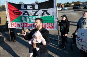 Ceasefire Protesters Rally Outside Norfolk Naval Station During President Biden Visit