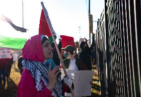 Ceasefire Protesters Rally Outside Norfolk Naval Station During President Biden Visit