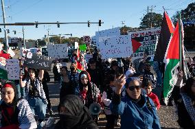 Ceasefire Protesters Rally Outside Norfolk Naval Station During President Biden Visit