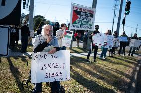 Ceasefire Protesters Rally Outside Norfolk Naval Station During President Biden Visit