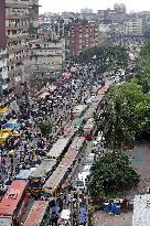 Vehicles Stuck In The Traffic Jam In Dhaka