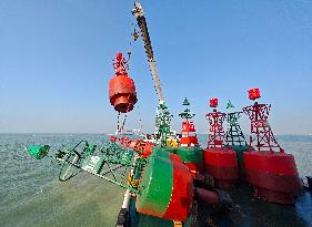 Laizhou Bay Sea Area Change Beacon in Winter