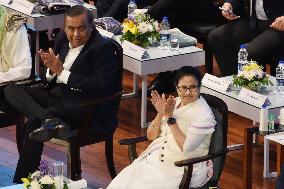 Mamata Banerjee and Mukesh Ambani at 7th Bengal Global Business Summit, Kolkata