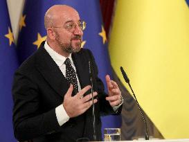 Briefing by Volodymyr Zelenskyy, Maia Sandu and Charles Michel