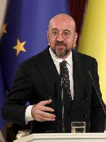 Briefing by Volodymyr Zelenskyy, Maia Sandu and Charles Michel