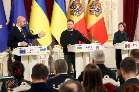 Briefing by Volodymyr Zelenskyy, Maia Sandu and Charles Michel