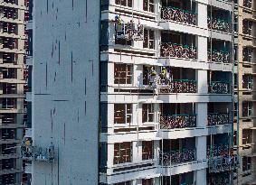 Workers Work on A Property Under Construction in Huai 'an