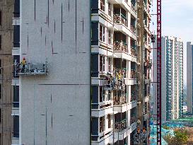 Workers Work on A Property Under Construction in Huai 'an