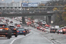 Commuters Travel On Highway Prior To Thanksgiving