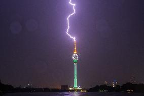 Lightning Hits South Asia's Tallest Tower, "Lotus Tower In Colombo."