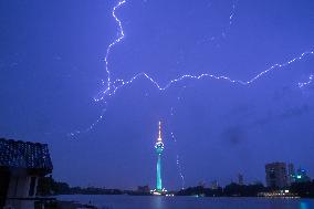 Lightning Hits South Asia's Tallest Tower, "Lotus Tower In Colombo."