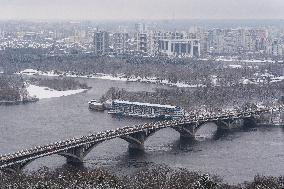 First Snow In Kyiv, Ukraine, From A Bird's Eye View
