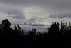 Popocatépetl And Iztaccíhuatl Volcanoes In Mexico Dawn With Snow