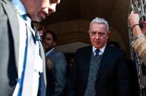 Alvaro Uribe Press Conference after Meeting with President Gustavo Petro