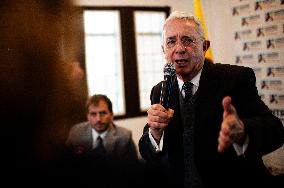 Alvaro Uribe Press Conference after Meeting with President Gustavo Petro