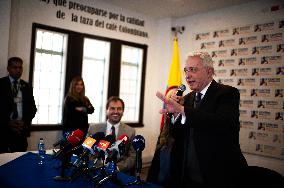 Alvaro Uribe Press Conference After Meeting With President Gustavo Petro