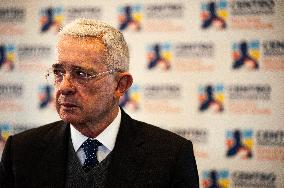 Alvaro Uribe Press Conference After Meeting With President Gustavo Petro