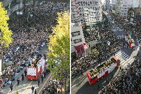 Baseball: Hanshin, Orix victory parades
