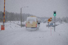 Finnish-Russian border crossing in Vartius