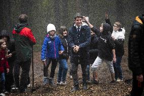 President Macron Visits The Jura Forests