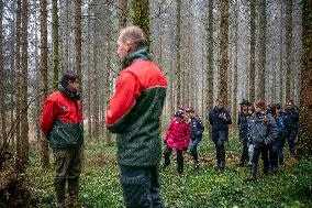 President Macron Visits The Jura Forests