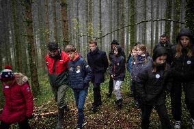 President Macron Visits The Jura Forests