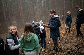 President Macron Visits The Jura Forests