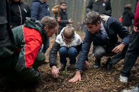 President Macron Visits The Jura Forests