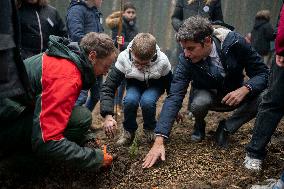 President Macron Visits The Jura Forests