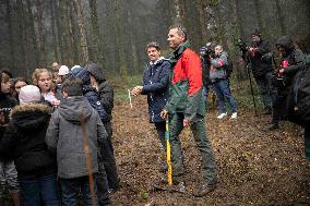 President Macron Visits The Jura Forests