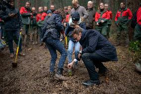 President Macron Visits The Jura Forests