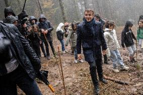 President Macron Visits The Jura Forests