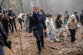 President Macron Visits The Jura Forests