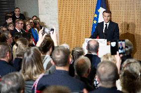 President Macron Visits The Jura Forests