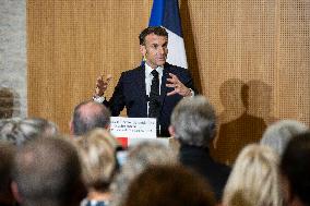 President Macron Visits The Jura Forests