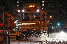 Tram snowplow in northern Japan
