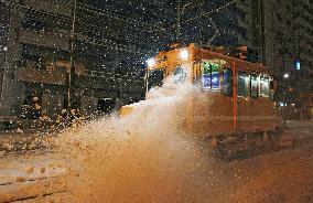 Tram snowplow in northern Japan