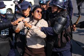 Pro-Monarch Protestors Detained By Police In Nepal