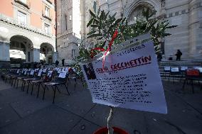 Femicide Protest Outside The Cathedral Of Naples