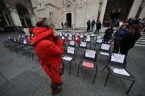 Femicide Protest Outside The Cathedral Of Naples