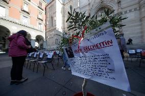 Femicide Protest Outside The Cathedral Of Naples