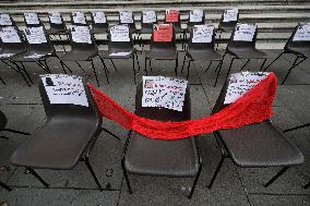 Femicide Protest Outside The Cathedral Of Naples