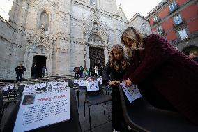 Femicide Protest Outside The Cathedral Of Naples