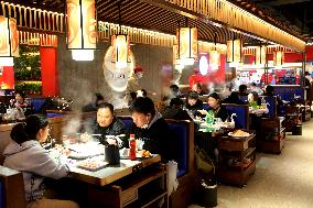 Consumers Eat Shabu at A Restaurant