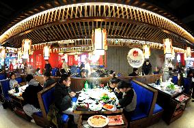 Consumers Eat Shabu at A Restaurant