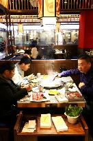 Consumers Eat Shabu at A Restaurant