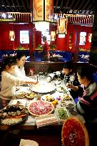 Consumers Eat Shabu at A Restaurant