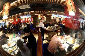 Consumers Eat Shabu at A Restaurant