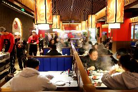 Consumers Eat Shabu at A Restaurant