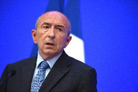Gerard Collomb Holds A Press Conference - Paris